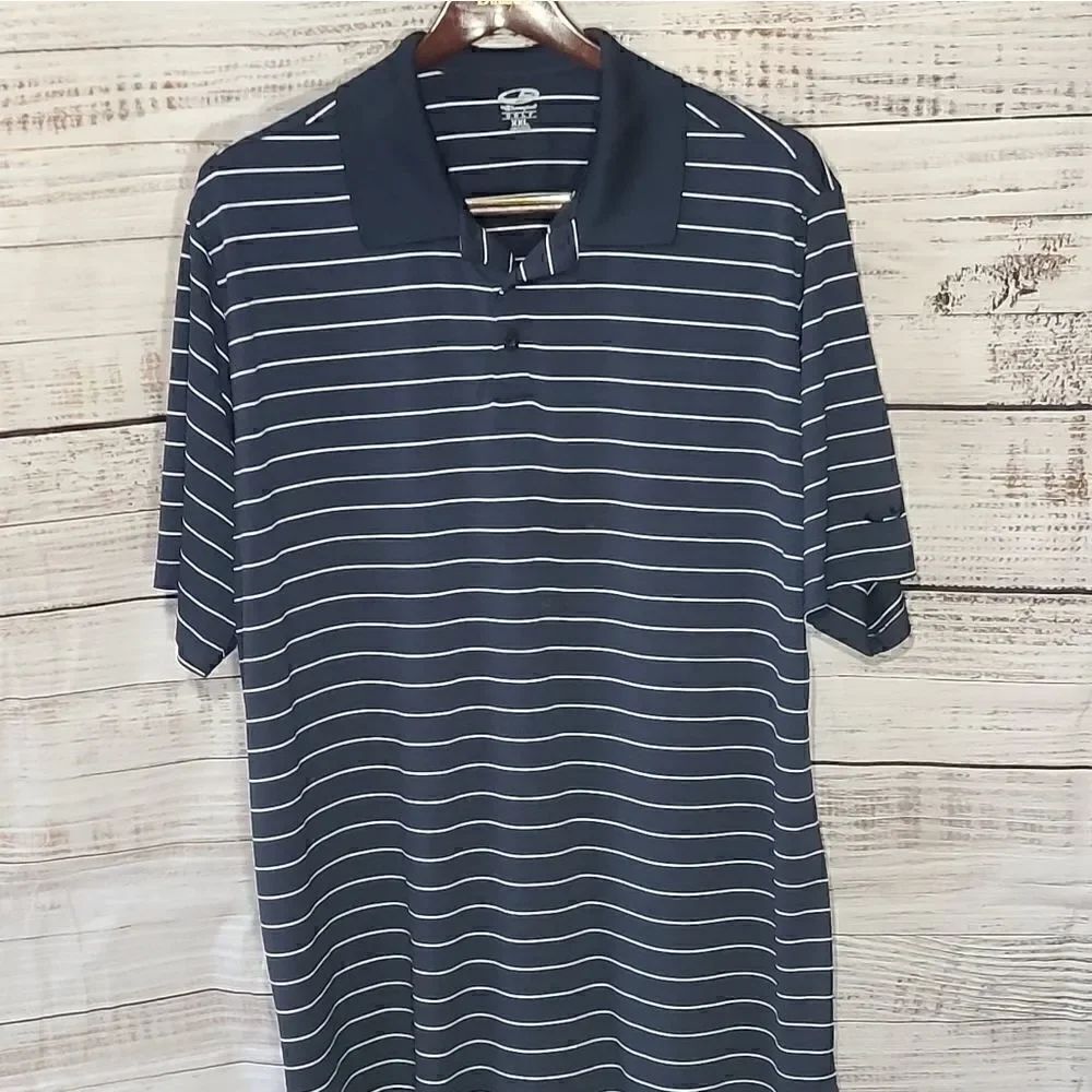 1039 - Mens Champion C9 Blue Striped Polo Size XXL
